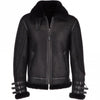 Men’s Black Aviator Flying Bomber Shearling Leather Jacket - Black