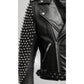 Men Black Biker Studded Leather Jacket