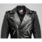 Men Black Biker Studded Leather Jacket