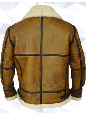 Men Brown B3 Bomber Shearling Jacket – Classic Aviator Style for Men