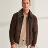 Men’s Brown Shearling Aviator Leather Bomber Jacket - Brown