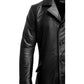 Men’s Flap Pocket Black Leather Coat