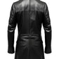 Men’s Flap Pocket Black Leather Coat