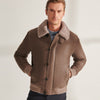 Men’s Light Brown Sheepskin Shearling Leather Bomber Jacket - Brown