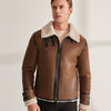 Men B3 RAF Tan Brown Pilot Shearling Leather Aviator Jacket - Tan