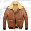 Men’s Aviator Camel Brown A2 Fur Shearling Leather Bomber Jacket - Brown