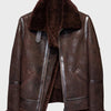 Men’s Brown Distressed B3 Shearling Leather Jacket - Brown