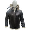 Men’s Aviator B3 Bomber Double Collar Faux Shearling Brown Jacket - Brown