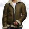 Men’s Aviator Real Shearling Sheepskin Leather Bomber Flying Jacket - -