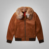 Men’s B3 Brown Flying Aviator Shearling Bomber Jacket - Brown