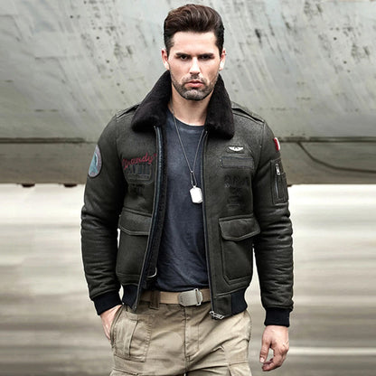 Men’s B3 RAF Aviator Sheepskin Shearling Leather Bomber Jacket