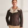 Men’s Brown B3 Pilot Sheepskin Shearling Biker Aviator Jacket - Brown
