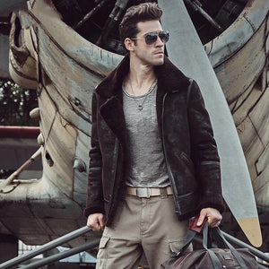 Men’s B3 Sheepskin Brown Shearling Leather Jacket