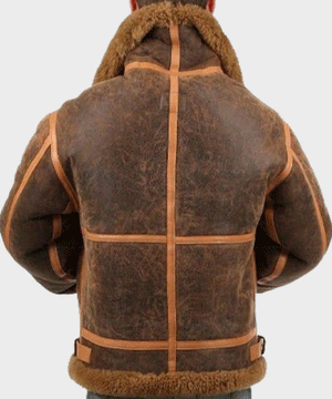 Men’s Aviator Distressed Leather Shearling Jacket