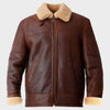 Men’s Brown Aviator Shearling Leather Jacket - Brown