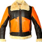Mens Brown Real Bomber Leather Jacket With Fur