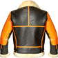 Mens Brown Real Bomber Leather Jacket With Fur