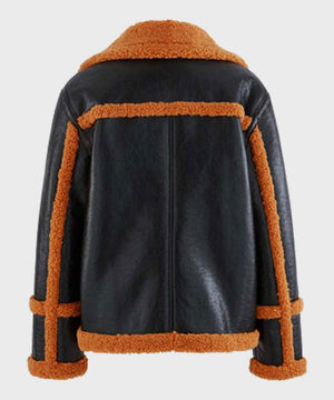 Men’s Brown Shearling Black Sheepskin Leather Jacket
