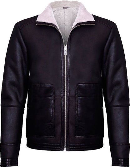 Men’s Brown Soft Aviator Leather Jacket With Fur