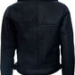 Men’s Cross Zip Black Leather Jacket With Fur
