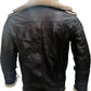 Men’s Double Collar Leather Jacket With Fur