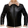 Men’s RAF Brown Bomber Leather Jacket With Fur - Brown