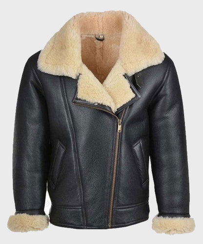 Men’s B3 Black Shearling Leather Jacket