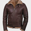 Men’s Sheepskin Shearling Brown Jacket - Brown