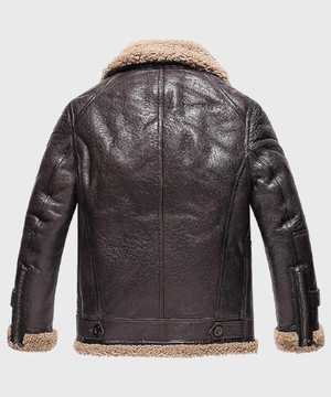 Men’s Sheepskin Shearling Dark Brown Leather Jacket