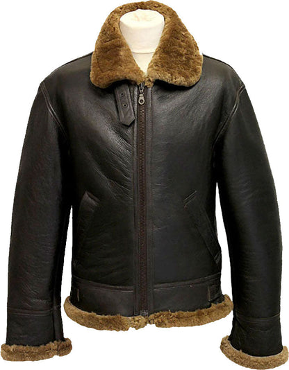 Men’s Winter Aviator B3 Leather Jacket with Fur