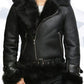 Mens Aviator Flying Jacket Real Shearling Sheepskin Toscana Flying Jacket Coat