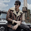 Men’s B3 RAF Waxed Brown Flying Aviator Leather Shearling Jacket Coat - Brown