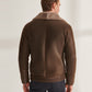 Men’s Brown Biker Shearling Sheepskin Leather Aviator Jacket