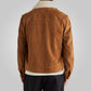 Men’s Fur Collar Brown Suede Leather Trucker Jacket