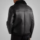 Men's Shearling Lined Leather Black Trucker Jacket