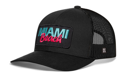 Miami Beach Trucker Hat  |  Script Snapback