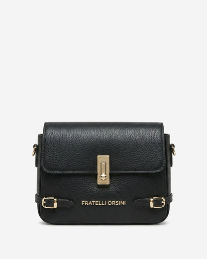 Mirella (black) - Italian calf leather women's crossbody bag (with shoulder strap)