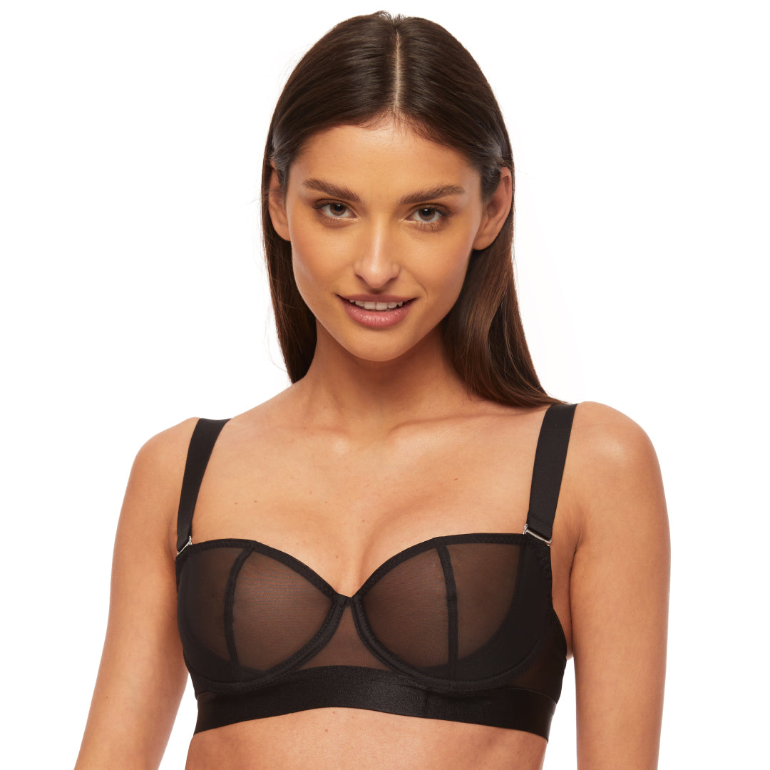 Sheer Mesh Balconette Bra Kinga Mist-0