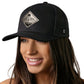 Diamond Mountain and Trees Trucker Hat  |  Silver Faux Leather Outdoors Snapback