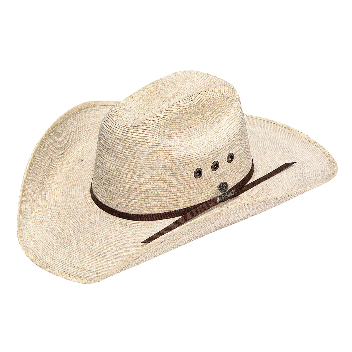 Ariat Natural Palm Cattleman straw cowboy hat, woven palm design and classic cattleman crown visibly shown