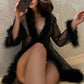Marabou Trim Mesh Robe