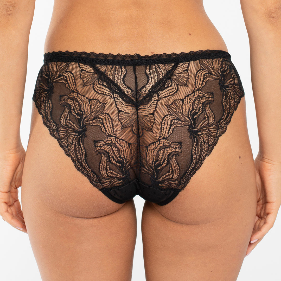 Samanta Nyks Black Sheer Mesh Polka Dot Bikini Panty-1