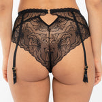 Samanta Nyks Black Sheer Mesh Polka Dot Tanga Garter Panty-0