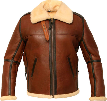 New Men’s Distresses Flight Leather Jacket With Fur