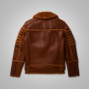 New B3 RAF Flying Sheepskin Shearling Moto Leather Jacket