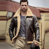 Men’s Brown B3 Flight Sheepskin Shearling Leather Jacket Coat - Brown