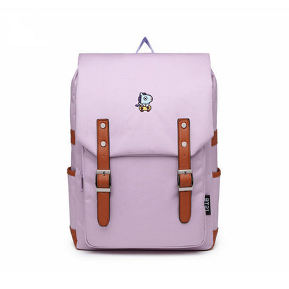 Korean Style Solid Color Retro Computer Backpacks