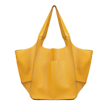Women's Simple Big Soft Leather Large Capacity Bags