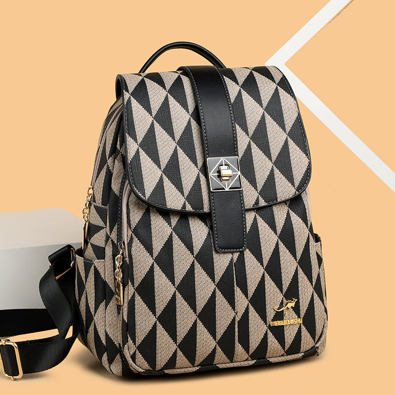 Large soft leather women's backpack by Rirati featuring trendy design and spacious main compartment with adjustable straps.