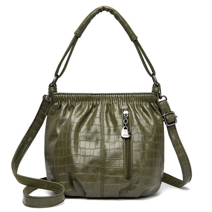 Women's slouchy elegant fashion pouch shoulder bag by Rirati with soft leather and stylish design.
